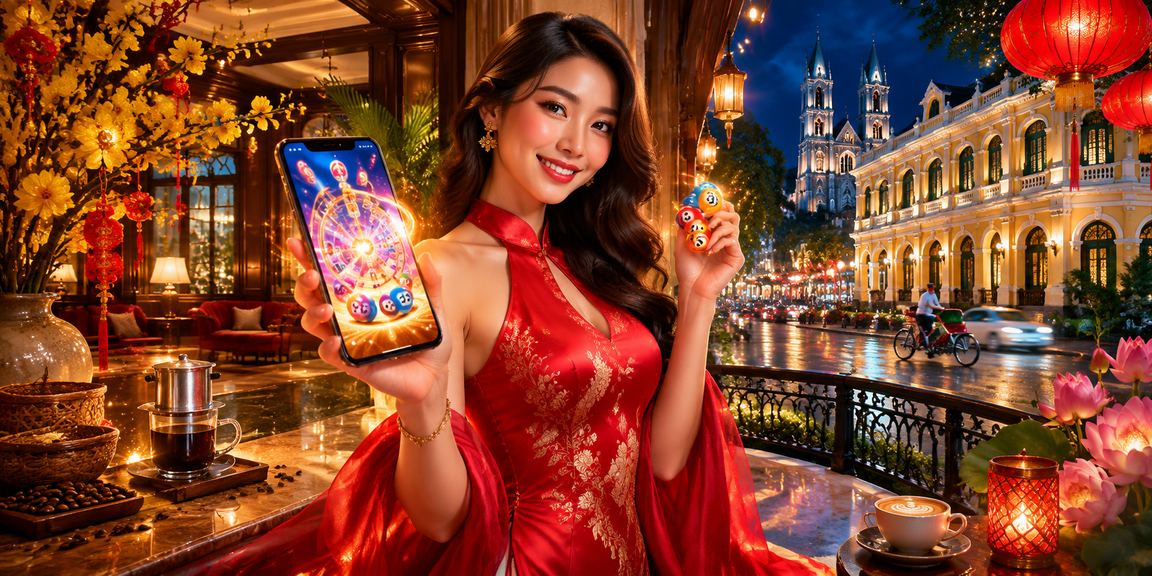 Người dùng Hà Nội ngồi cà phê kiểm tra kết quả jackpot và xổ số trực tuyến