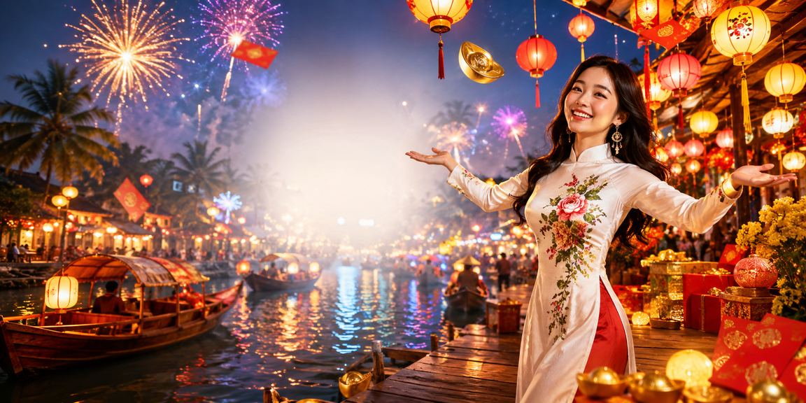 Không khí chợ đêm Mekong với phong bao đỏ và ưu đãi bonus dịp đặc biệt